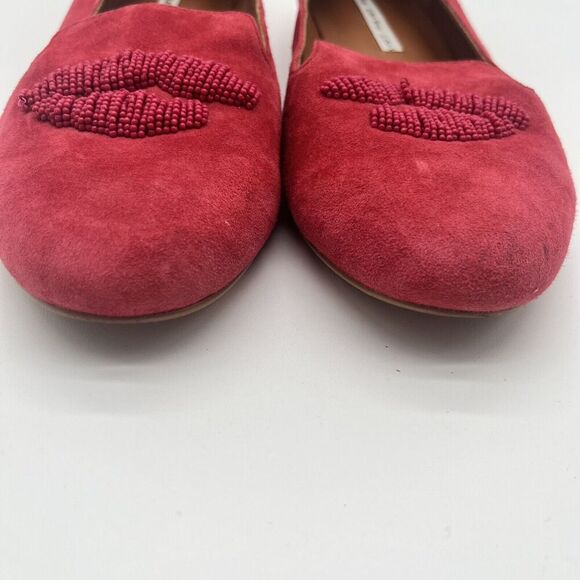Red Suede Flats with Lip Embroidery‎ from & Other Stories Women's Size 40 - Picture 13 of 16
